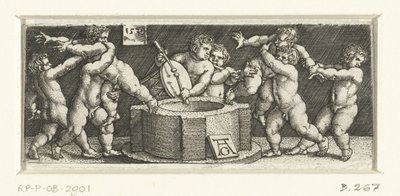 frisón con niños en un pozo de Heinrich Aldegrever