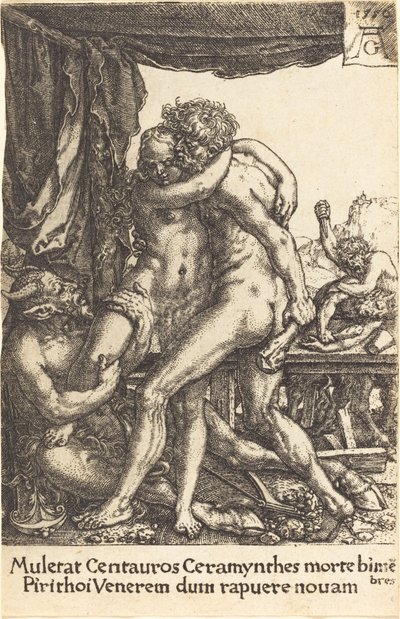 Hércules impidiendo a los centauros el rapto de Hipodamía de Heinrich Aldegrever