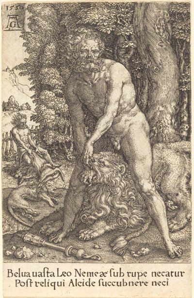 Hércules matando al león de Nemea, 1550 de Heinrich Aldegrever