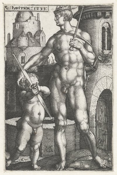 Júpiter (título sobre el objeto) Los siete planetas (título de la serie) de Heinrich Aldegrever