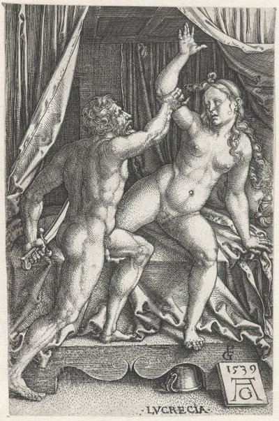 Lucretia y Sextus Tarquinius Lucrecia (título sobre objeto) de Heinrich Aldegrever