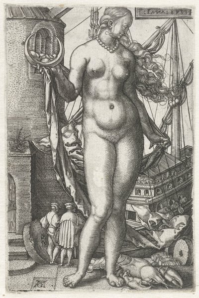 Luna (título sobre objeto) Diana Los siete planetas (título de la serie) de Heinrich Aldegrever