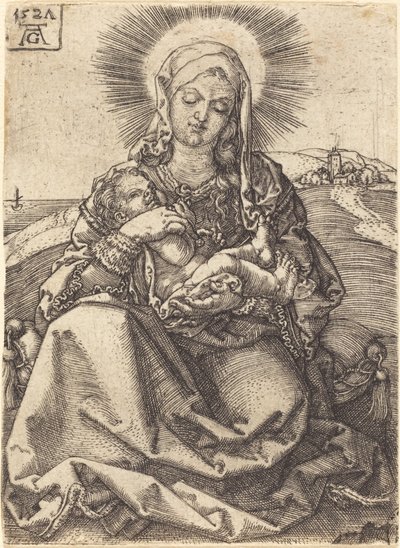Madonna en un paisaje sentada en un cojín, 1527 de Heinrich Aldegrever