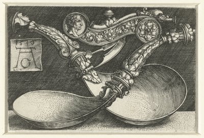 Diseño para dos cucharas y un silbato de Heinrich Aldegrever