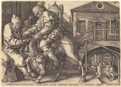 El Buen Samaritano Pagando el Alojamiento del Viajero de Heinrich Aldegrever