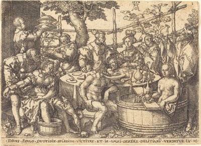 El hombre rico en la mesa, 1554 de Heinrich Aldegrever