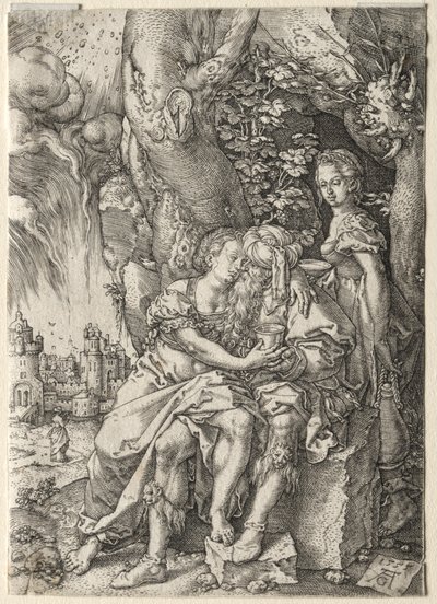 La historia de Lot: Lot con sus hijas, 1555 de Heinrich Aldegrever