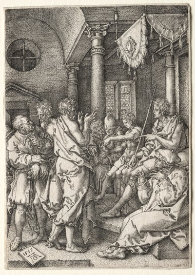 La historia de Susana: Daniel interrogando a los ancianos de Heinrich Aldegrever