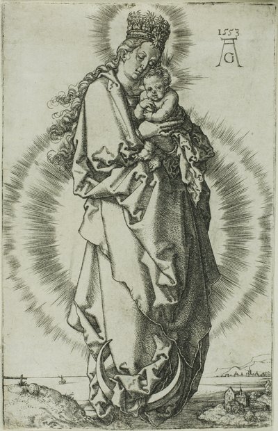 La Virgen y el Niño en una luna creciente de Heinrich Aldegrever