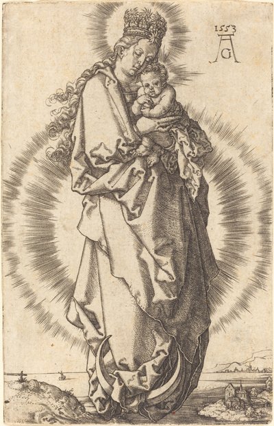 La Virgen con el niño en la media luna de Heinrich Aldegrever