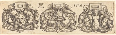 Tres Hebillas de Cinturones Lado a Lado de Heinrich Aldegrever