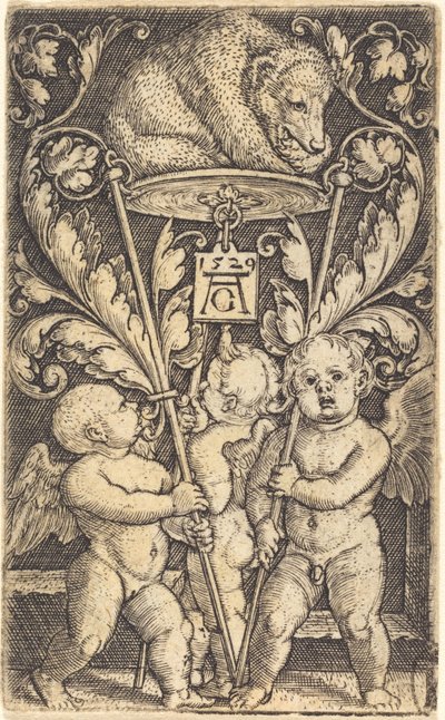 Tres cupidos y un oso de Heinrich Aldegrever