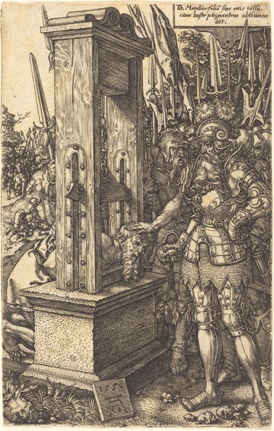 Tito Manlio decapitando a su hijo de Heinrich Aldegrever