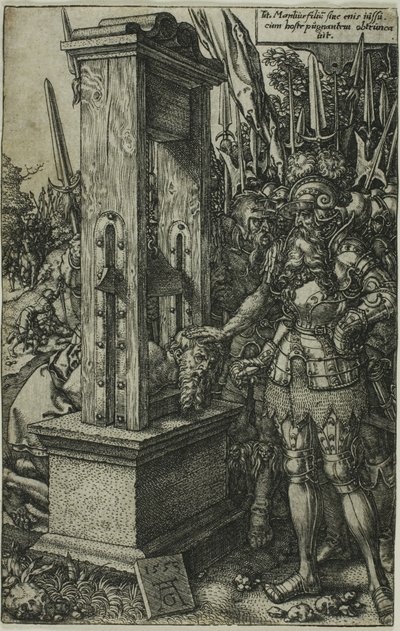 Tito Manlio decapitando a su hijo de Heinrich Aldegrever