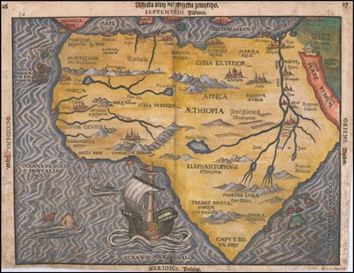Mapa de África de 1592 en checo por Heinrich Bünting de Heinrich Bünting