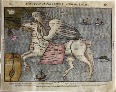 Asia Secunda Pars Terrae en Forma Pegasi Asia en la Forma de Pegaso de Heinrich Bünting