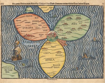 Los tres continentes con Jerusalén en el centro del mundo, 1581 de Heinrich Bünting