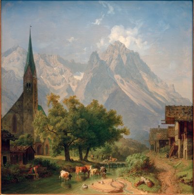La antigua iglesia parroquial en Garmisch de Heinrich Burkel