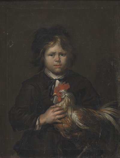 Un niño de granja con un gallo de Heinrich Dittmers