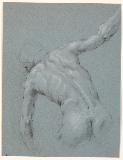 Modelo masculino inclinado hacia adelante, visto desde la espalda de Heinrich Dittmers