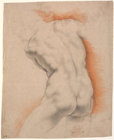 Modelo masculino inclinado hacia la izquierda, visto desde la espalda de Heinrich Dittmers