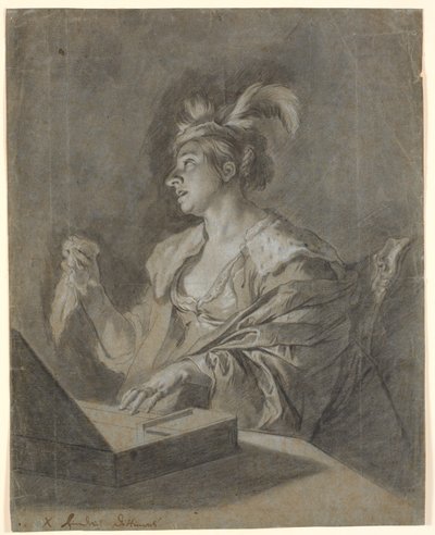 Mujer sentada junto a un cofre abierto de Heinrich Dittmers