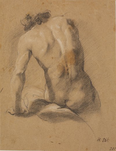 Modelo masculino sentado, visto desde la espalda de Heinrich Dittmers
