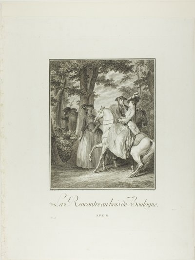 Encuentro en el bosque de Boulogne, de Monument du Costume Physique et Moral de la fin du Dix-huitième siècle de Heinrich Guttenberg