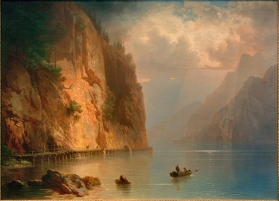 Lago de montaña con pared rocosa empinada de Heinrich Heinlein
