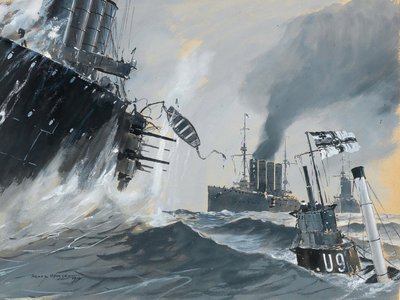 Submarinos y buques de guerra: los viajes del HMS Aboukir, Hogue y Cressy, 1914 de Heinrich Heusser