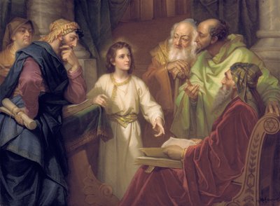Placa que representa a Cristo en el Templo, finales del siglo XIX - principios del siglo XX de Heinrich Karl Hofmann