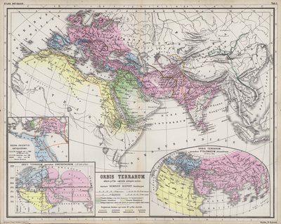 Mapas que muestran la extensión de los reinos del mundo conocido en la antigüedad (grabado en color) de Heinrich Kiepert