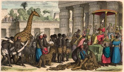 Antiguo Egipto: Los etíopes traen sus tributos ante el Faraón de Heinrich Leutemann