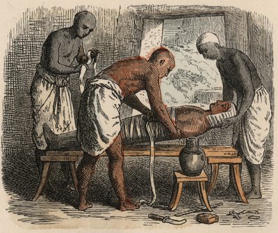 Egipto antiguo: Envolviendo la momia, 1866 de Heinrich Leutemann