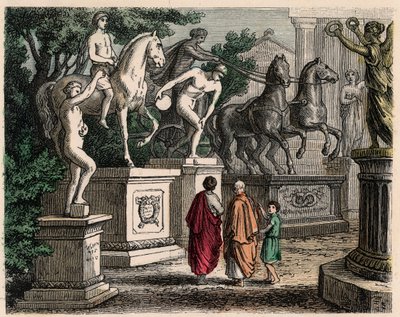 Grecia antigua: Estatuas de campeones olímpicos erigidas en Olimpia, 1866 de Heinrich Leutemann