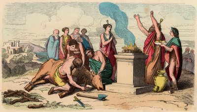 Grecia Antigua: Sacrificio Ritual de Toros - Grecia en la época de los reyes de Heinrich Leutemann