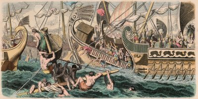 Grecia Antigua: Batalla naval de Heinrich Leutemann