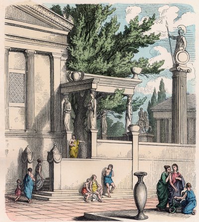 Grecia Antigua: El olivo sagrado en el castillo (Acrópolis) en Atenas de Heinrich Leutemann