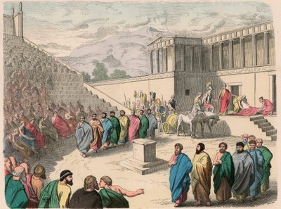 Antigua Grecia: Teatro - Producción de la tragedia Agamenón de Heinrich Leutemann