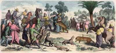 Antiguo Oriente: Un rey persa y su séquito cazando de Heinrich Leutemann
