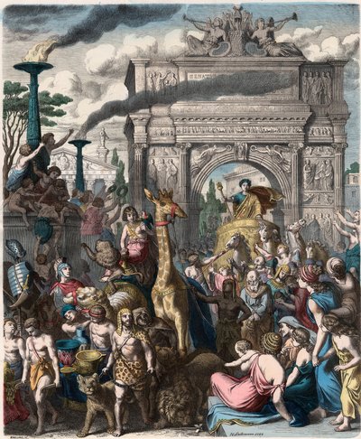 Antigua Roma: Una procesión triunfal en el foro romano de Heinrich Leutemann