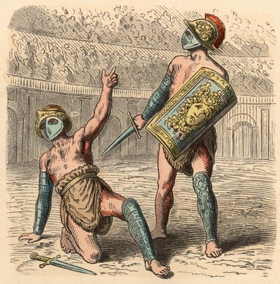 Roma Antigua: Luchas de gladiadores en el anfiteatro de Heinrich Leutemann