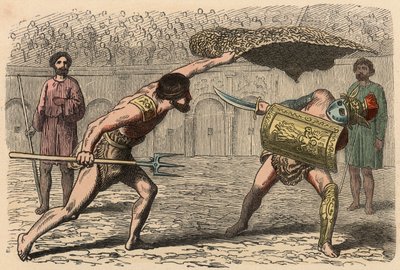 Roma Antigua: Luchas de gladiadores en el anfiteatro de Heinrich Leutemann