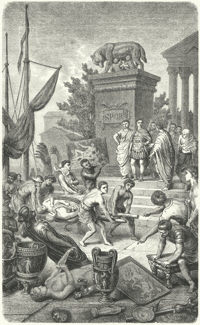 Llegada de obras de arte griegas antiguas llevadas a Roma de Heinrich Leutemann