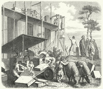 Construcción de un templo en la colina Aventino, Roma de Heinrich Leutemann
