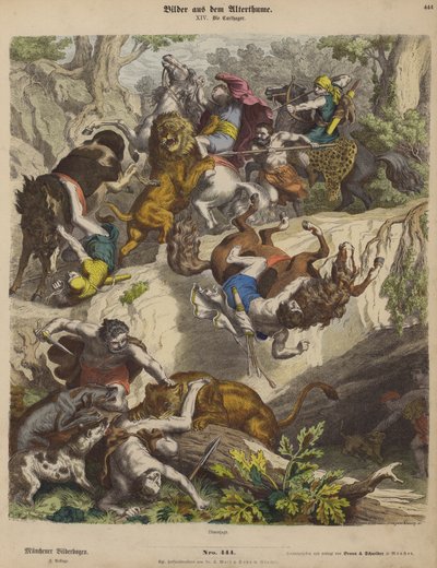 Caza de leones cartaginesa de Heinrich Leutemann