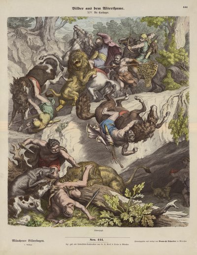Caza de leones cartaginesa de Heinrich Leutemann