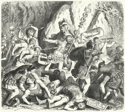 Caída de la gens Fabia romana en la Batalla del Cremera, 477 a.C. de Heinrich Leutemann