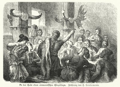Banquete en el salón de un jefe germánico de Heinrich Leutemann