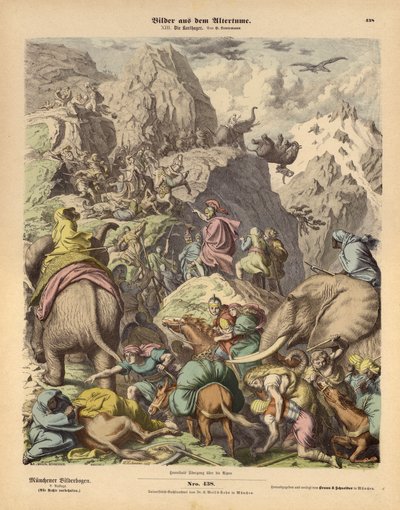 Aníbal liderando al ejército cartaginés sobre los Alpes de Heinrich Leutemann